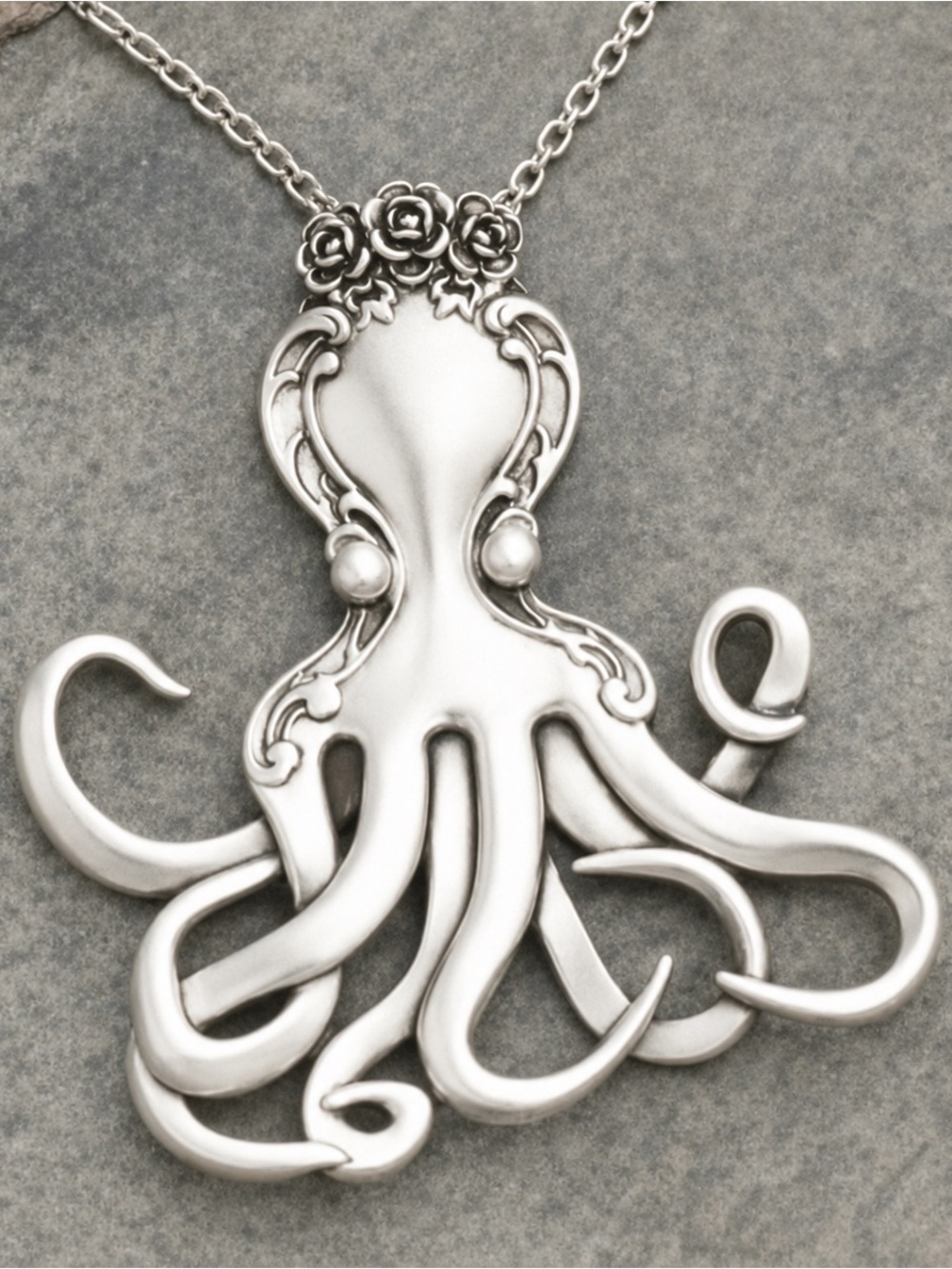 “Vintage Fork Octopus” Silverware Spoon Squid Octopod Kraken Tentacles Necklace